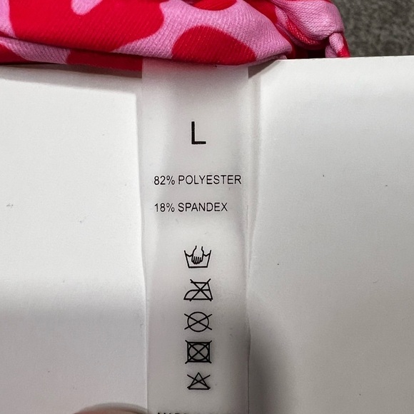 Pink Leopard One Shoulder High Waisted Bikini Tie High Cut Two Piece Swimsuits L - Picture 12 of 12